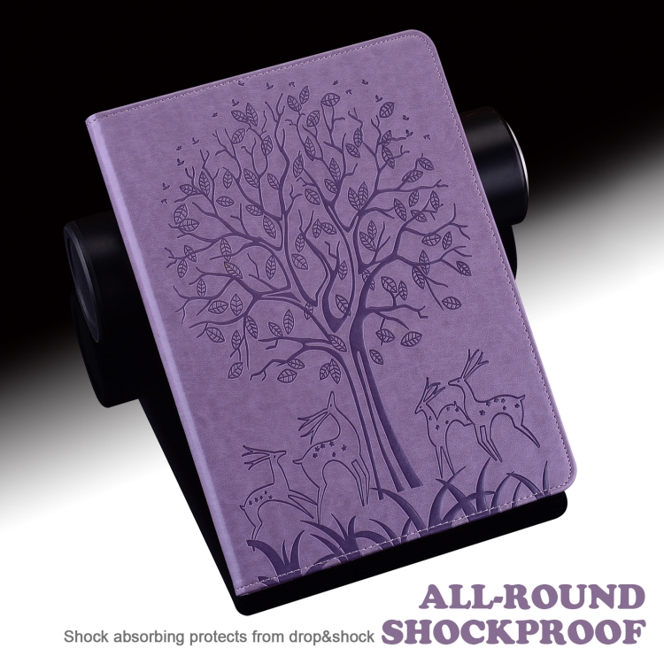 For iPad mini 6 / mini 2024 Tree & Deer Pattern Pressed Printing Leather Tablet Case(Purple) For iPad mini 6 / mini 2024 Tree & Deer Pattern Pressed Printing Leather Tablet Case(Purple)