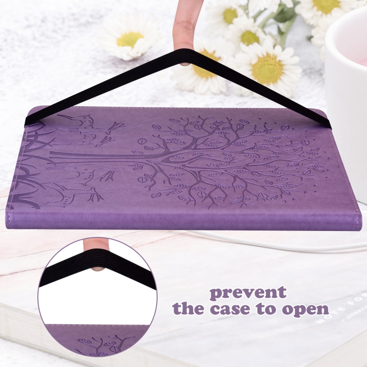 For iPad mini 6 / mini 2024 Tree & Deer Pattern Pressed Printing Leather Tablet Case(Purple) For iPad mini 6 / mini 2024 Tree & Deer Pattern Pressed Printing Leather Tablet Case(Purple)
