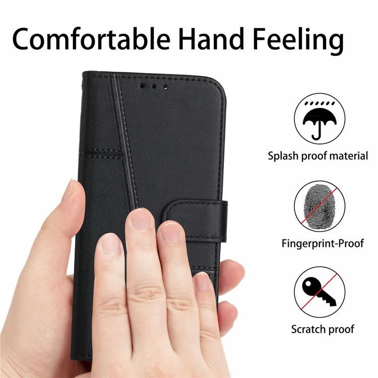 For Samsung Galaxy S22 5G Stitching Calf Texture Buckle Leather Phone Case(Black) For Samsung Galaxy S22 5G Stitching Calf Texture Buckle Leather Phone Case(Black)