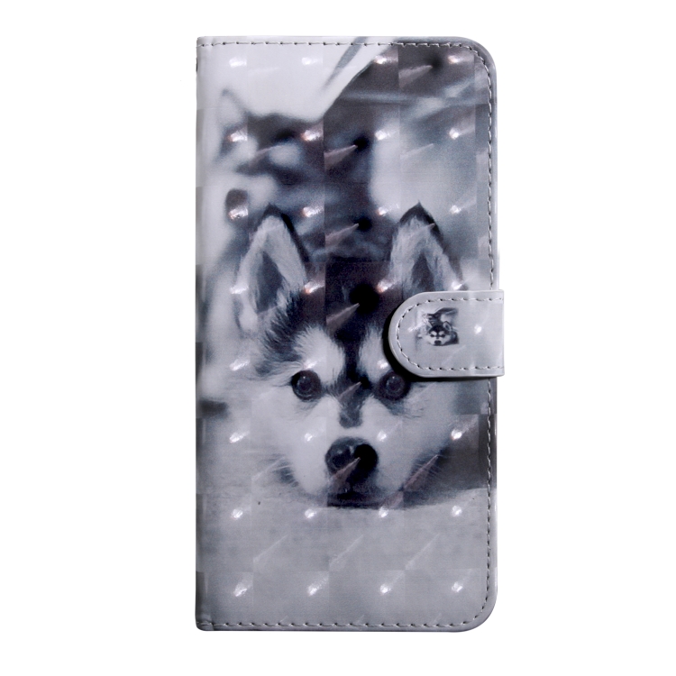 For iPhone 13 mini 3D Painting Pattern Coloured Drawing Leather Phone Case (Husky)