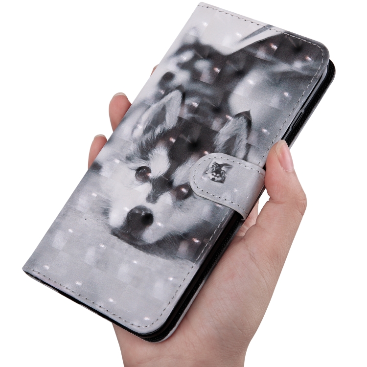 For iPhone 13 mini 3D Painting Pattern Coloured Drawing Leather Phone Case (Husky)