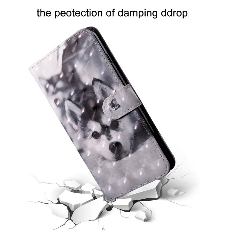 For iPhone 13 mini 3D Painting Pattern Coloured Drawing Leather Phone Case (Husky)