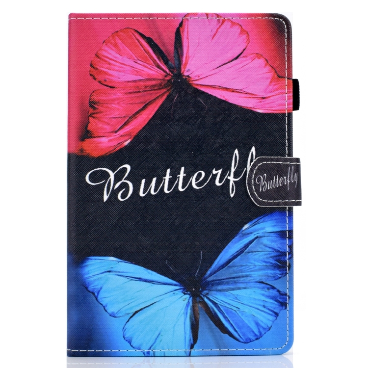 Para Samsung Galaxy Tab S8 x700 x706 Dibujo de colores Caja de tableta de cuero inteligente (amor mariposa) - 1