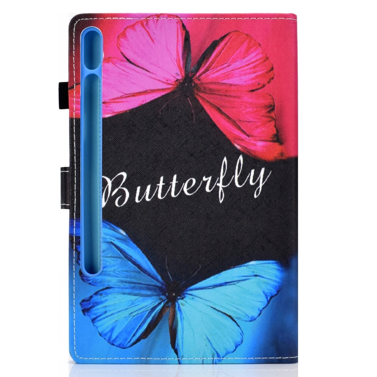 Para Samsung Galaxy Tab S8 x700 x706 Dibujo de colores Caja de tableta de cuero inteligente (amor mariposa) - 2