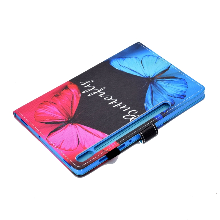 Para Samsung Galaxy Tab S8 x700 x706 Dibujo de colores Caja de tableta de cuero inteligente (amor mariposa) - 5