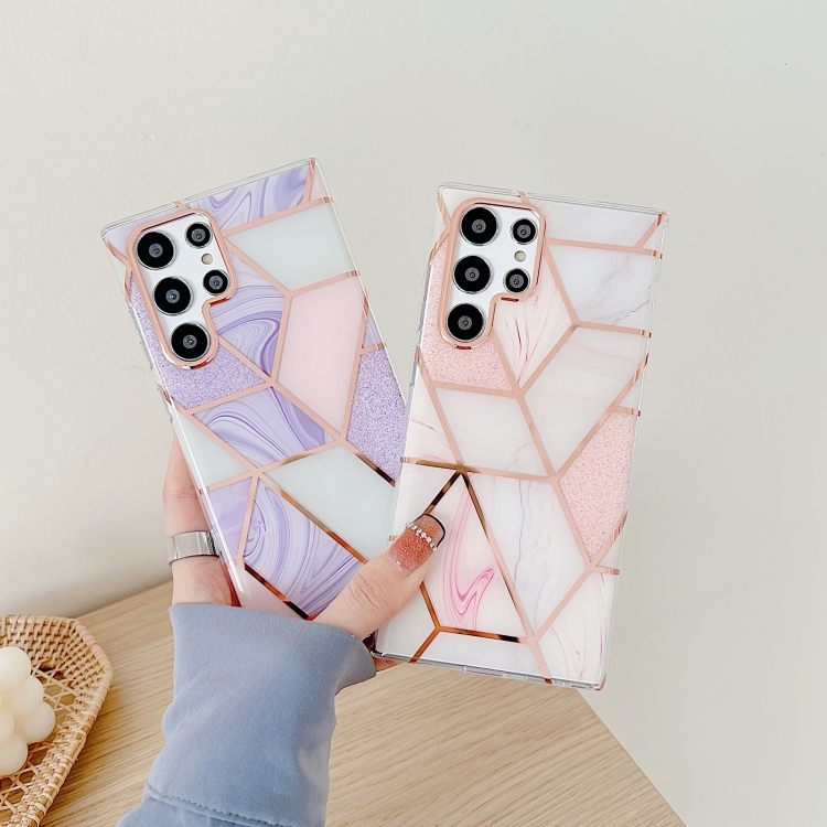 For Samsung Galaxy S22 5G Dual-side Laminating Marble Pattern TPU Phone Case(Purple) For Samsung Galaxy S22 5G Dual-side Laminating Marble Pattern TPU Phone Case(Purple)