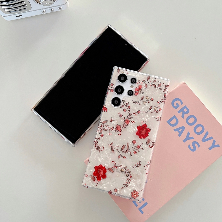For Samsung Galaxy S22+ 5G Shell Pattern Flower TPU Phone Case(Red Flower) For Samsung Galaxy S22+ 5G Shell Pattern Flower TPU Phone Case(Red Flower)