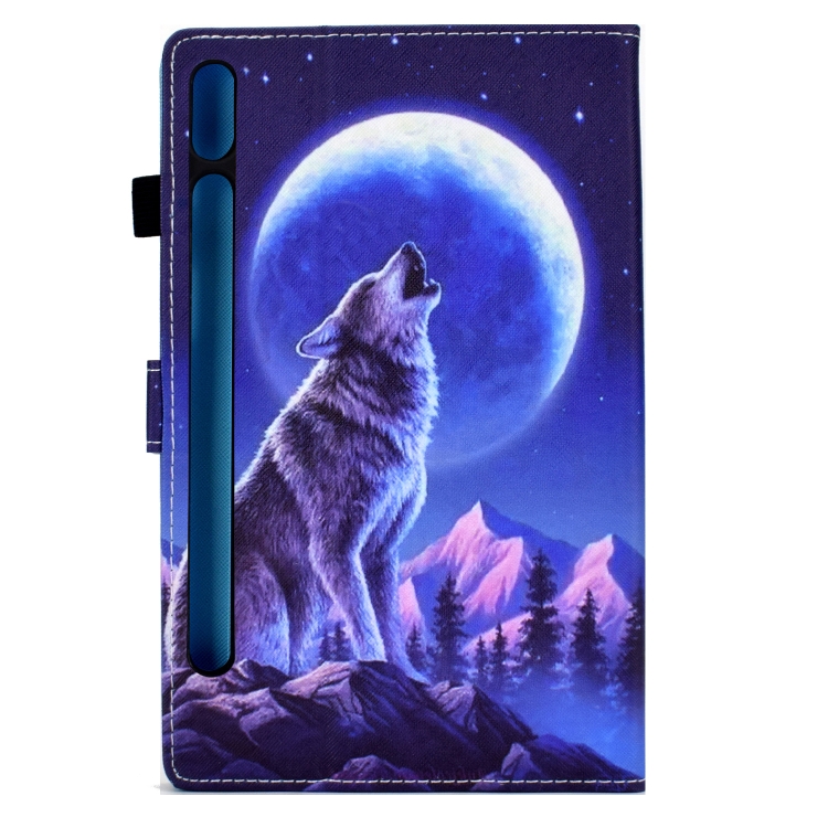 Para Samsung Galaxy Tab S8 / S7 Dibujo de colores Caja de la tableta de cuero inteligente (lobo nocturno) - 2