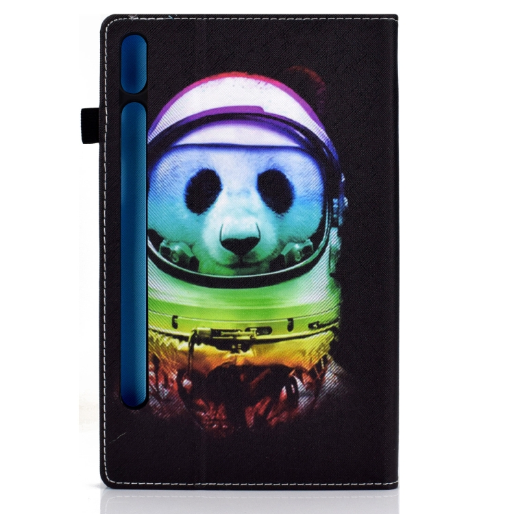 Para Samsung Galaxy Tab S8 / S7 Dibujo de color Banda elástica Caja de la tableta de cuero inteligente (oso espacial) - 2