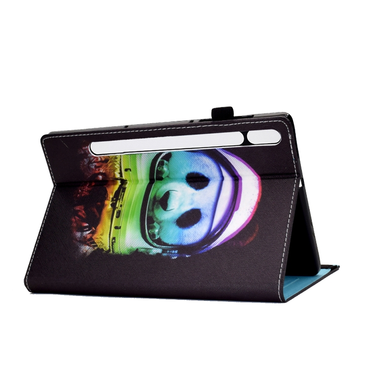Para Samsung Galaxy Tab S8 / S7 Dibujo de color Banda elástica Caja de la tableta de cuero inteligente (oso espacial) - 3
