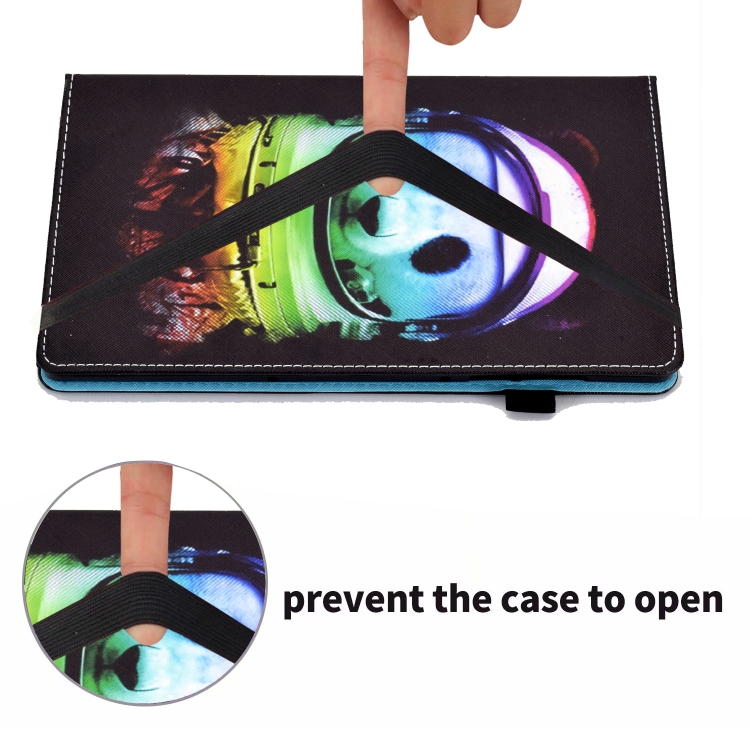 Para Samsung Galaxy Tab S8 / S7 Dibujo de color Banda elástica Caja de la tableta de cuero inteligente (oso espacial) - 4