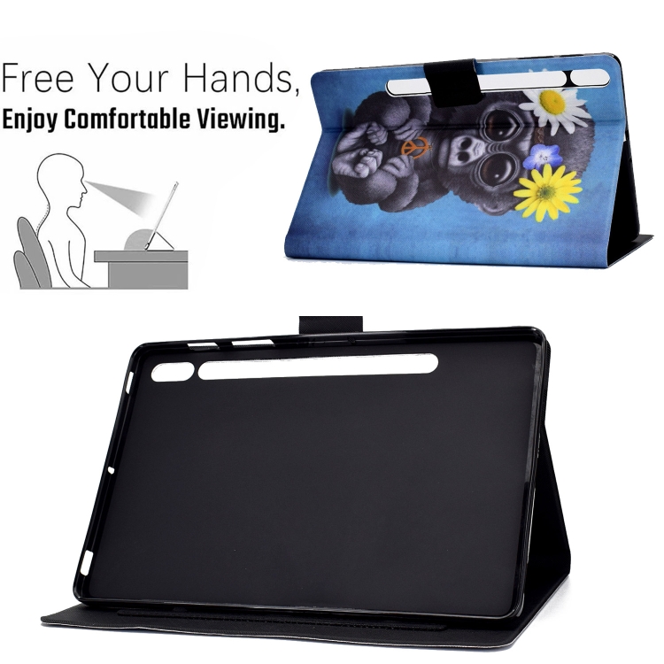 Para Samsung Galaxy Tab S8 / S7 Tablet Smart Smart Cartera de cuero (chimpancé) - 3