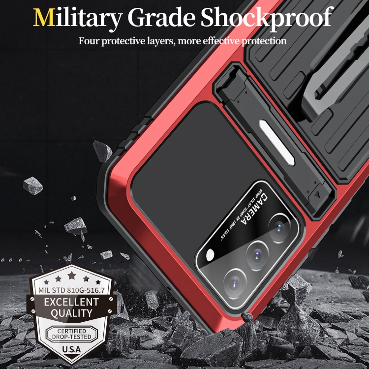 For Samsung Galaxy S22 5G Triple-proof Armor Life Waterproof Phone Case with Holder(Red) For Samsung Galaxy S22 5G Triple-proof Armor Life Waterproof Phone Case with Holder(Red)