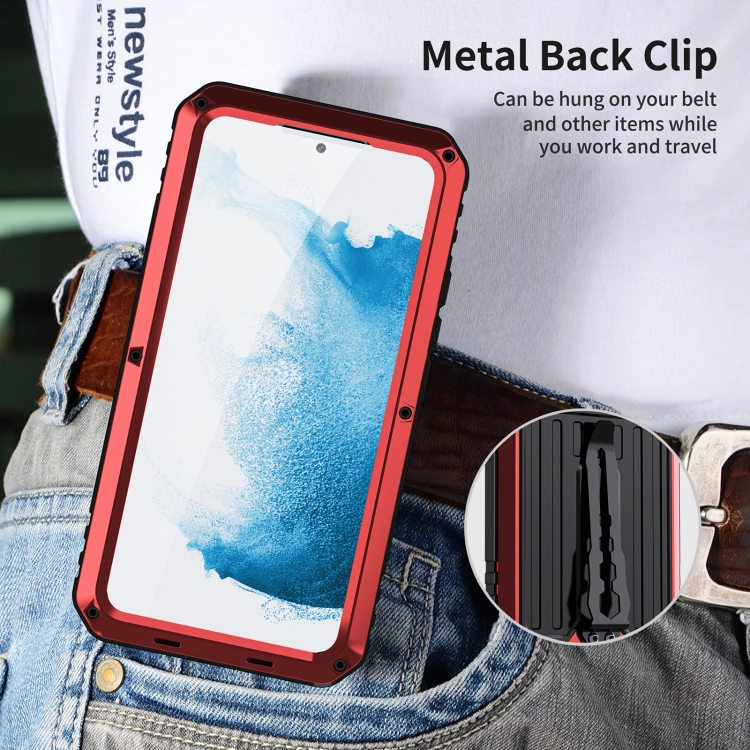 For Samsung Galaxy S22 5G Triple-proof Armor Life Waterproof Phone Case with Holder(Red) For Samsung Galaxy S22 5G Triple-proof Armor Life Waterproof Phone Case with Holder(Red)