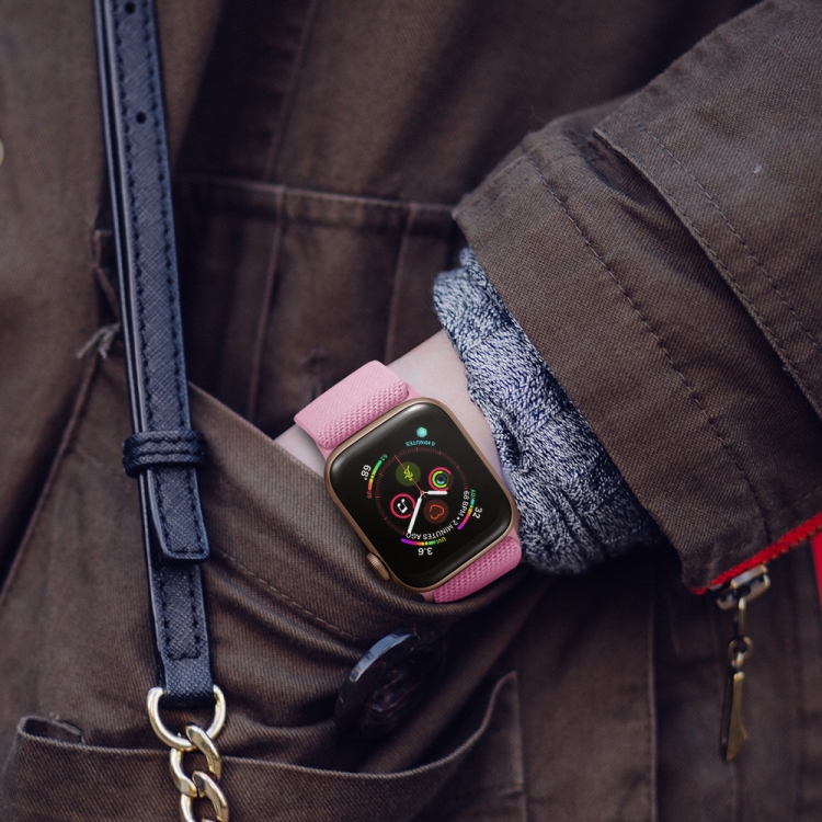 SUNSKY - Banda de reloj de nylon de poliéster para Apple Watch Series 7  41mm / 6 \u0026 SE \u0026 5 \u0026 4 40mm / 3 \u0026 2 \u0026 1 38mm (rosa)