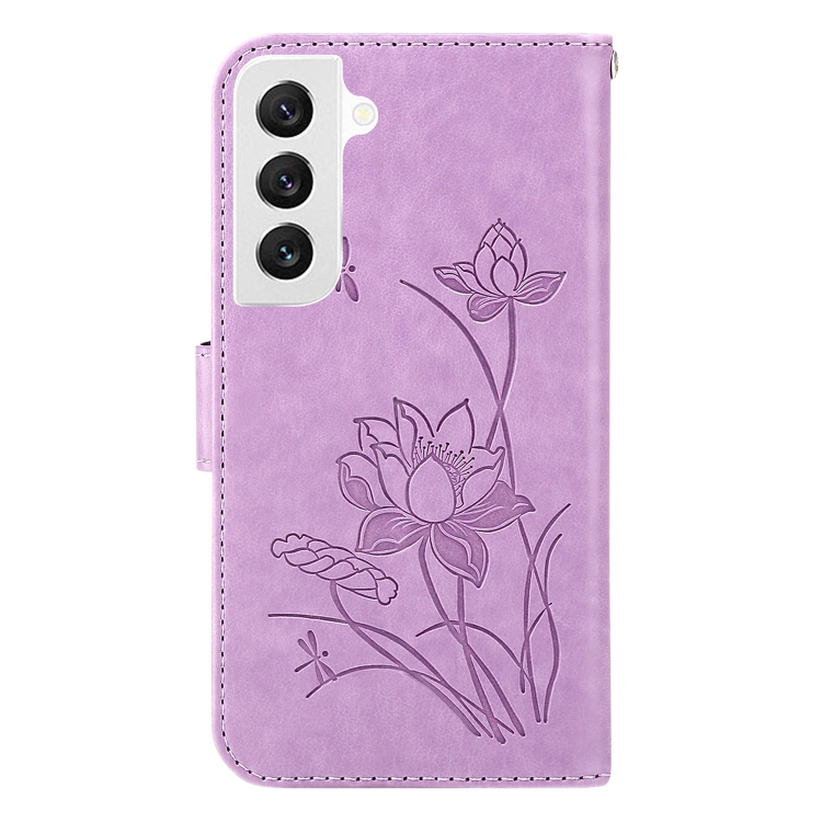 For Samsung Galaxy S22 5G Lotus Embossed Leather Phone Case(Purple) For Samsung Galaxy S22 5G Lotus Embossed Leather Phone Case(Purple)