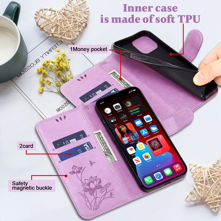 For Samsung Galaxy S22 5G Lotus Embossed Leather Phone Case(Purple) For Samsung Galaxy S22 5G Lotus Embossed Leather Phone Case(Purple)