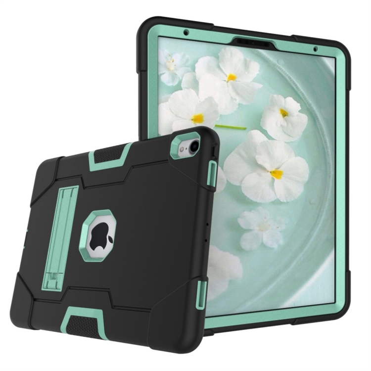 For iPad Pro 11 Contrast Color Silicone + PC Combination Case with Holder(Black + Aqua) For iPad Pro 11 Contrast Color Silicone + PC Combination Case with Holder(Black + Aqua)
