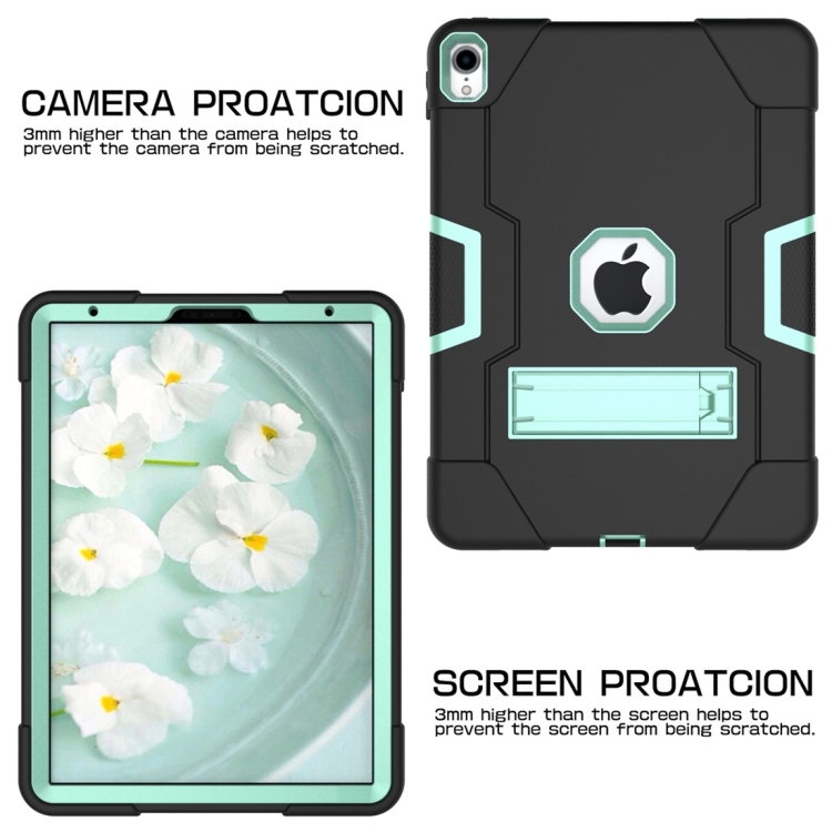 For iPad Pro 11 Contrast Color Silicone + PC Combination Case with Holder(Black + Aqua) For iPad Pro 11 Contrast Color Silicone + PC Combination Case with Holder(Black + Aqua)