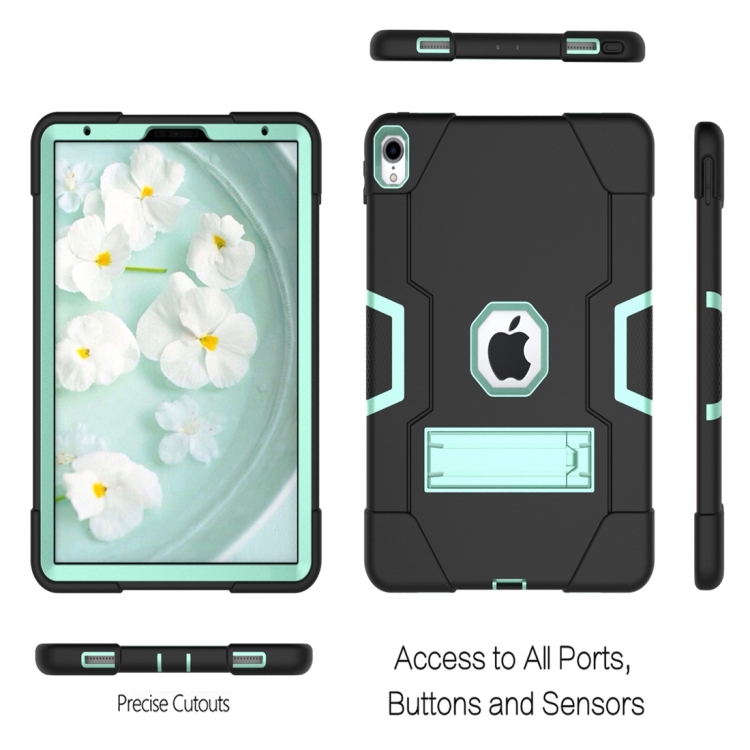 For iPad Pro 11 Contrast Color Silicone + PC Combination Case with Holder(Black + Aqua) For iPad Pro 11 Contrast Color Silicone + PC Combination Case with Holder(Black + Aqua)