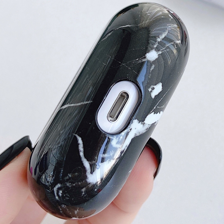 For AirPods Pro Marble Pattern PC Earphone Protective Case(Black) For AirPods Pro Marble Pattern PC Earphone Protective Case(Black)