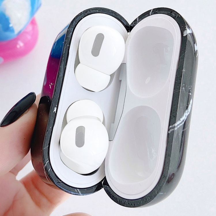For AirPods Pro Marble Pattern PC Earphone Protective Case(Black) For AirPods Pro Marble Pattern PC Earphone Protective Case(Black)