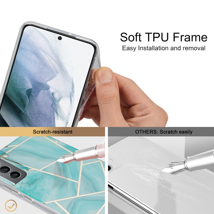 For Samsung Galaxy S22+ 5G Electroplating IMD Marble TPU Phone Case(Blue) For Samsung Galaxy S22+ 5G Electroplating IMD Marble TPU Phone Case(Blue)