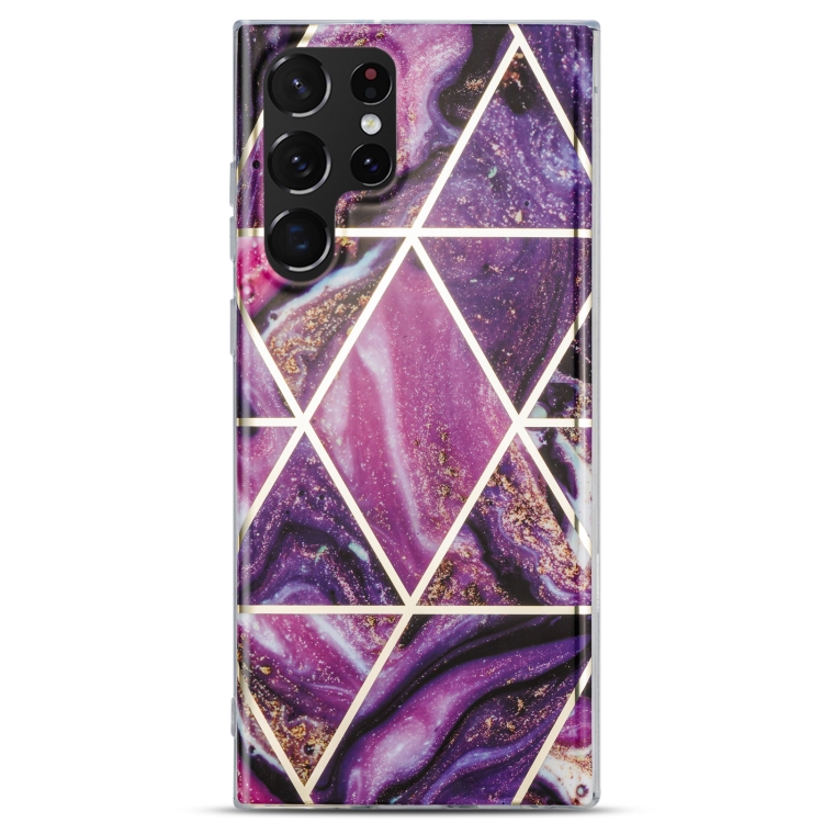 For Samsung Galaxy S21 Ultra 5G Electroplating IMD Marble TPU Phone Case(Purple) For Samsung Galaxy S21 Ultra 5G Electroplating IMD Marble TPU Phone Case(Purple)