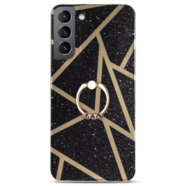 For Samsung Galaxy S22 5G Electroplating IMD Marble TPU Phone Case with Ring(Black) For Samsung Galaxy S22 5G Electroplating IMD Marble TPU Phone Case with Ring(Black)