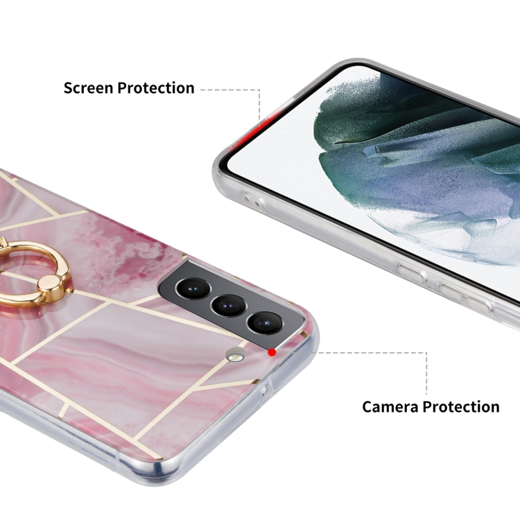 For Samsung Galaxy S22 5G Electroplating IMD Marble TPU Phone Case with Ring(Black) For Samsung Galaxy S22 5G Electroplating IMD Marble TPU Phone Case with Ring(Black)