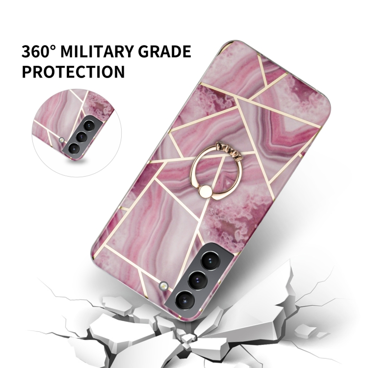 For Samsung Galaxy S22 5G Electroplating IMD Marble TPU Phone Case with Ring(Black) For Samsung Galaxy S22 5G Electroplating IMD Marble TPU Phone Case with Ring(Black)
