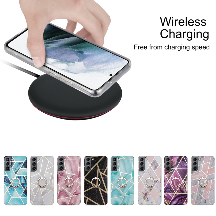 For Samsung Galaxy S22 5G Electroplating IMD Marble TPU Phone Case with Ring(Black) For Samsung Galaxy S22 5G Electroplating IMD Marble TPU Phone Case with Ring(Black)