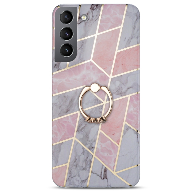 For Samsung Galaxy S22+ 5G Electroplating IMD Marble TPU Phone Case with Ring(Pink Grey) For Samsung Galaxy S22+ 5G Electroplating IMD Marble TPU Phone Case with Ring(Pink Grey)