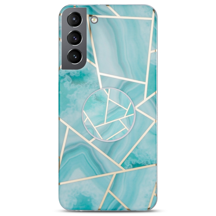 For Samsung Galaxy S22 5G IMD Marble TPU Phone Case with Holder(Green) For Samsung Galaxy S22 5G IMD Marble TPU Phone Case with Holder(Green)