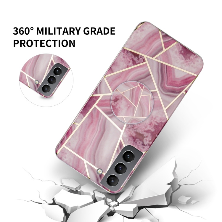 For Samsung Galaxy S22 5G IMD Marble TPU Phone Case with Holder(Green) For Samsung Galaxy S22 5G IMD Marble TPU Phone Case with Holder(Green)