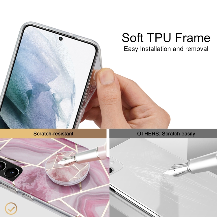 For Samsung Galaxy S22 5G IMD Marble TPU Phone Case with Holder(Green) For Samsung Galaxy S22 5G IMD Marble TPU Phone Case with Holder(Green)