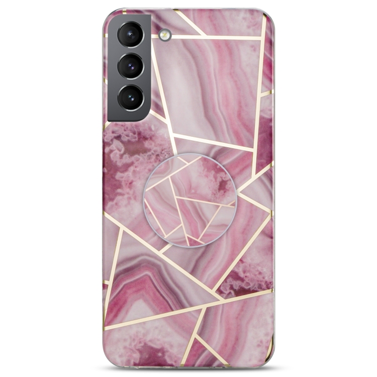For Samsung Galaxy S22+ 5G IMD Marble TPU Phone Case with Holder(Rose Red) For Samsung Galaxy S22+ 5G IMD Marble TPU Phone Case with Holder(Rose Red)
