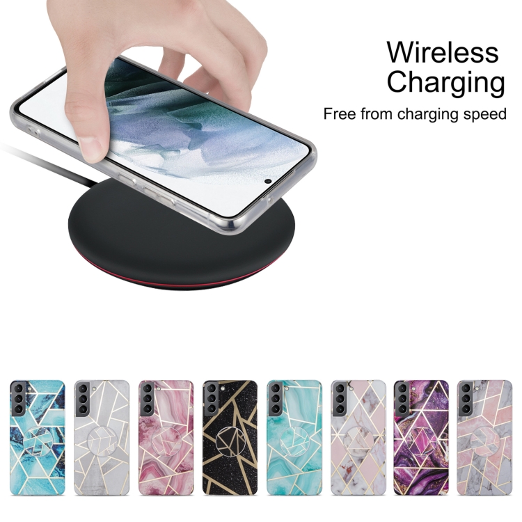 For Samsung Galaxy S21 5G IMD Marble TPU Phone Case with Holder(Pink Grey) For Samsung Galaxy S21 5G IMD Marble TPU Phone Case with Holder(Pink Grey)