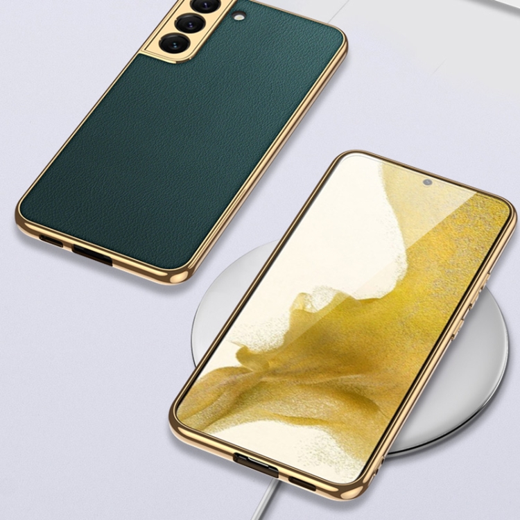 For Samsung Galaxy S22 5G GKK Plating TPU + Leather Full Coverage Phone Case(Forest Green) For Samsung Galaxy S22 5G GKK Plating TPU + Leather Full Coverage Phone Case(Forest Green)