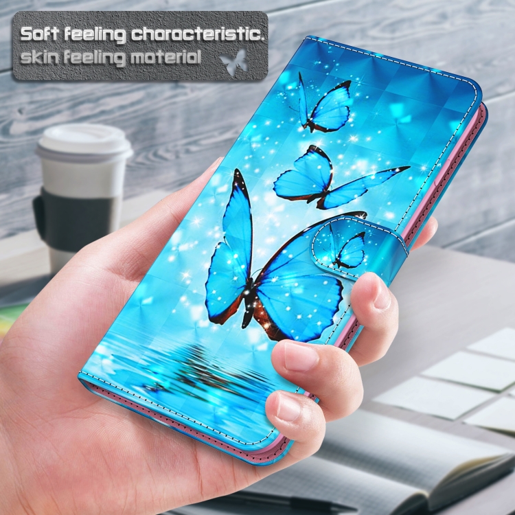 Para Realme GT2 Pro Patrón de pintura 3D TPU + Funda de teléfono PU (Tres  mariposas)