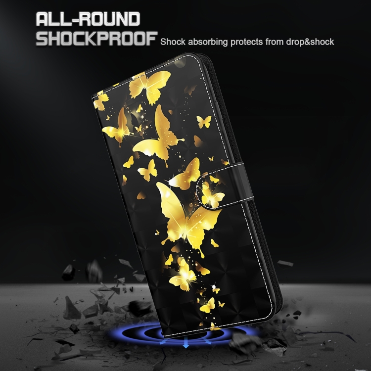 For Samsung Galaxy S22 5G 3D Painting Pattern TPU + PU Leather Phone Case(Gold Butterfly) For Samsung Galaxy S22 5G 3D Painting Pattern TPU + PU Leather Phone Case(Gold Butterfly)