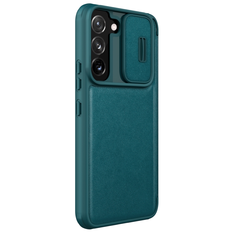 For Samsung Galaxy S22 5G NILLKIN QIN Series Pro Sliding Camera Cover Design Leather Phone Case(Green) For Samsung Galaxy S22 5G NILLKIN QIN Series Pro Sliding Camera Cover Design Leather Phone Case(Green)