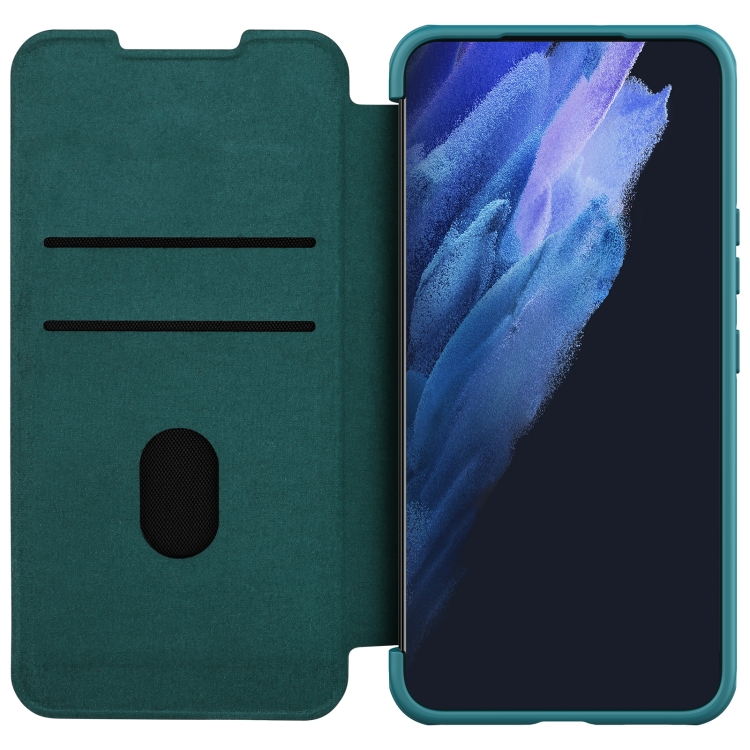 For Samsung Galaxy S22 5G NILLKIN QIN Series Pro Sliding Camera Cover Design Leather Phone Case(Green) For Samsung Galaxy S22 5G NILLKIN QIN Series Pro Sliding Camera Cover Design Leather Phone Case(Green)