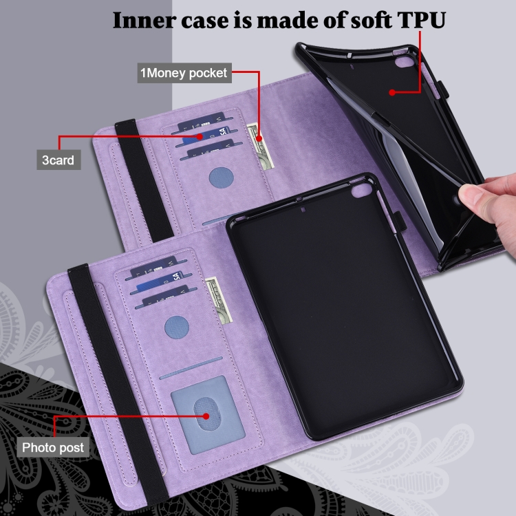 Embossing Portfolio Wallet Card Leather Case Cover For iPad Samsung Tablet MT