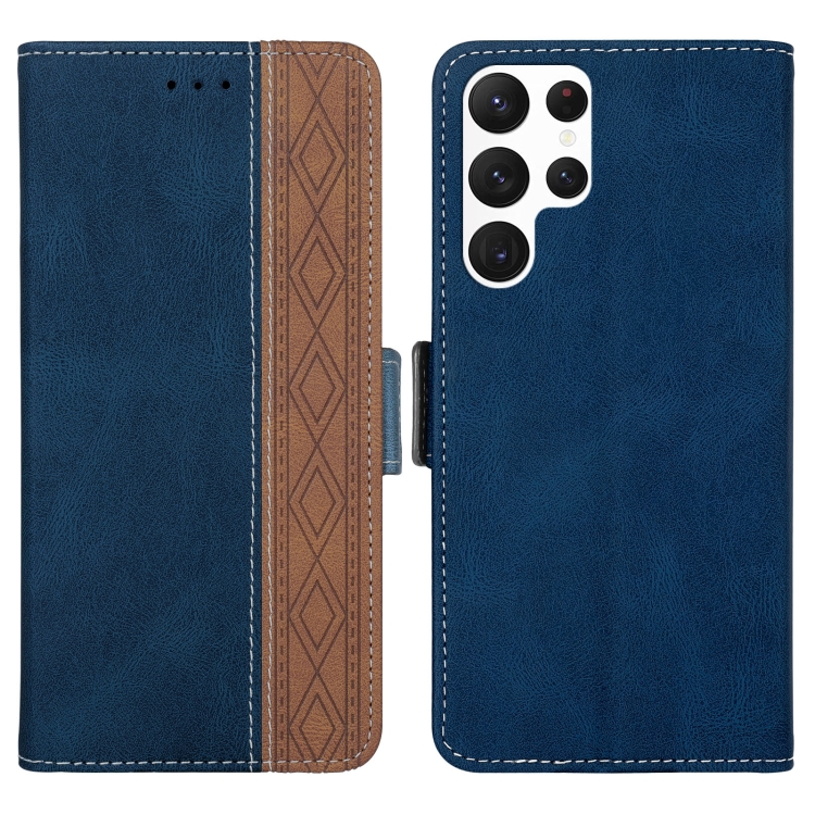 For Samsung Galaxy S22 Ultra 5G Stitching Side-Magnetic RFID Leather Phone Case(Royal Blue) For Samsung Galaxy S22 Ultra 5G Stitching Side-Magnetic RFID Leather Phone Case(Royal Blue)