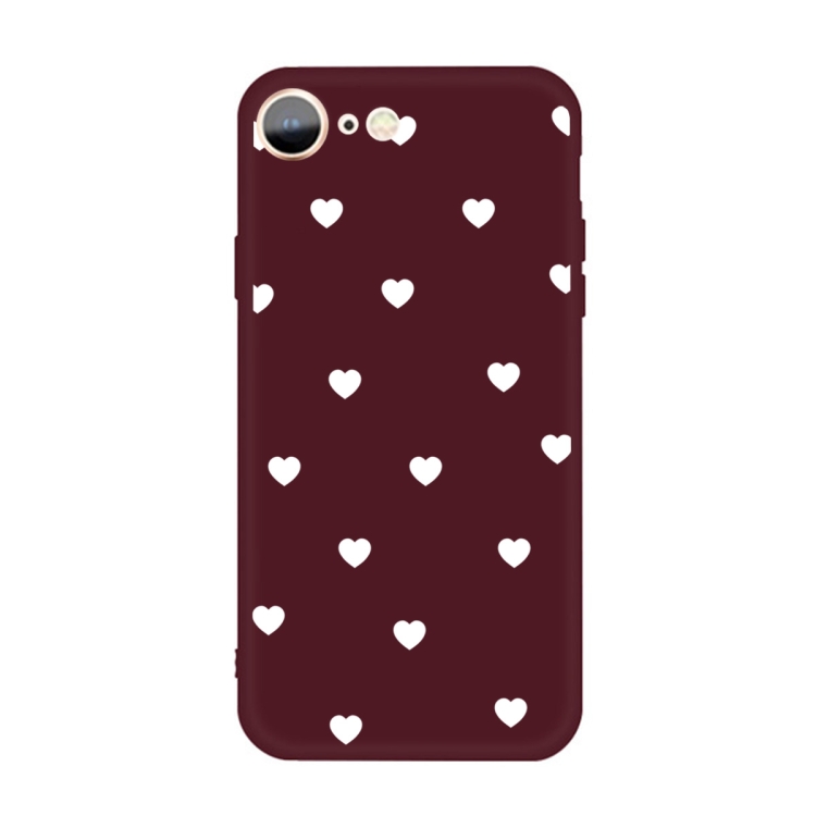 For iPhone SE 2022 / SE 2020 / 8 / 7 Multiple Love-hearts Pattern Colorful Frosted TPU Phone Protective Case(Wine Red) For iPhone SE 2022 / SE 2020 / 8 / 7 Multiple Love-hearts Pattern Colorful Frosted TPU Phone Protective Case(Wine Red)