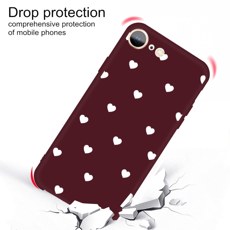 For iPhone SE 2022 / SE 2020 / 8 / 7 Multiple Love-hearts Pattern Colorful Frosted TPU Phone Protective Case(Wine Red) For iPhone SE 2022 / SE 2020 / 8 / 7 Multiple Love-hearts Pattern Colorful Frosted TPU Phone Protective Case(Wine Red)