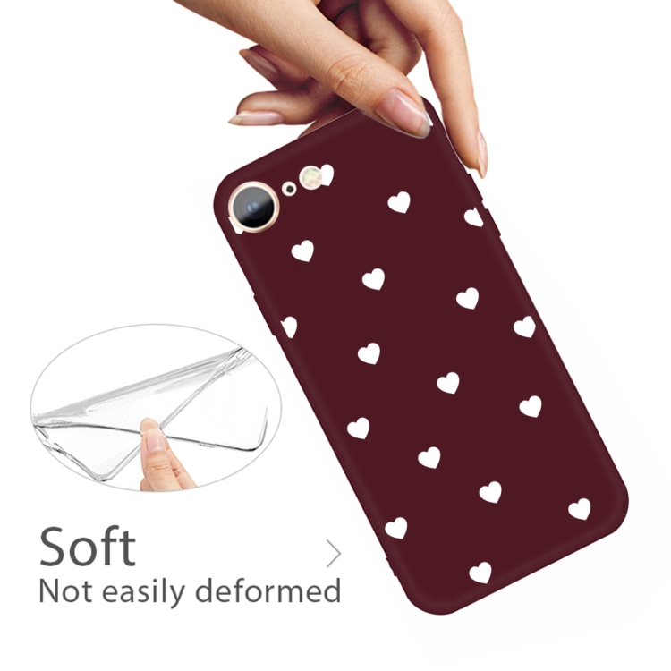 For iPhone SE 2022 / SE 2020 / 8 / 7 Multiple Love-hearts Pattern Colorful Frosted TPU Phone Protective Case(Wine Red) For iPhone SE 2022 / SE 2020 / 8 / 7 Multiple Love-hearts Pattern Colorful Frosted TPU Phone Protective Case(Wine Red)