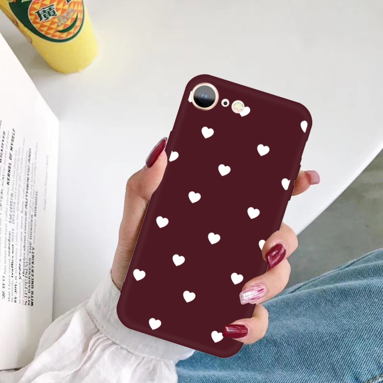 For iPhone SE 2022 / SE 2020 / 8 / 7 Multiple Love-hearts Pattern Colorful Frosted TPU Phone Protective Case(Wine Red) For iPhone SE 2022 / SE 2020 / 8 / 7 Multiple Love-hearts Pattern Colorful Frosted TPU Phone Protective Case(Wine Red)