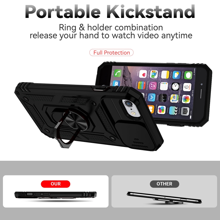 For iPhone SE 2022 / SE 2020 / 8 / 7 / 6 Sliding Camshield Holder Phone Case(Black) For iPhone SE 2022 / SE 2020 / 8 / 7 / 6 Sliding Camshield Holder Phone Case(Black)